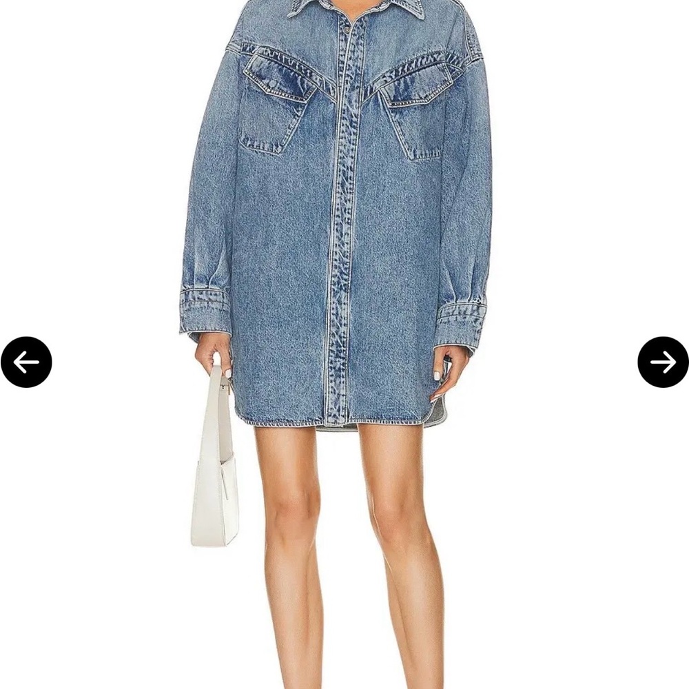 GRLFRND Lindsi Lane Kimora Oversized Shirt Dress In Blue